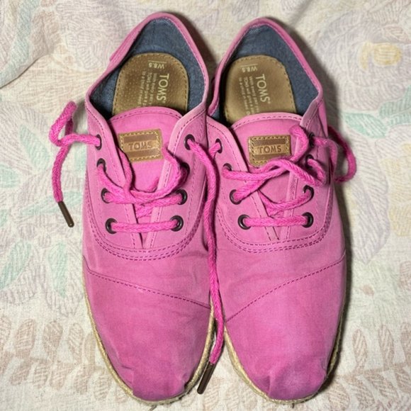 TOMS Bubblegum Pink Lace-up Espadrilles; Size 8.5 - Picture 2 of 7